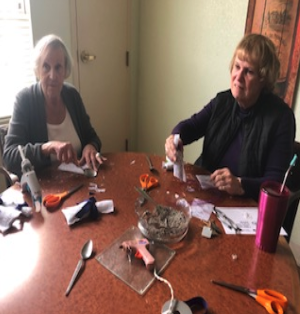 Residents doing crafts together