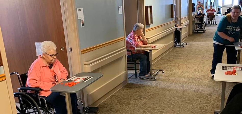 Residents Playing Bingo in Hallway