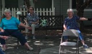 Residents exercising outdoors