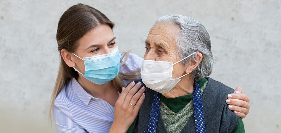 Loved Ones Visiting Together With Masks On