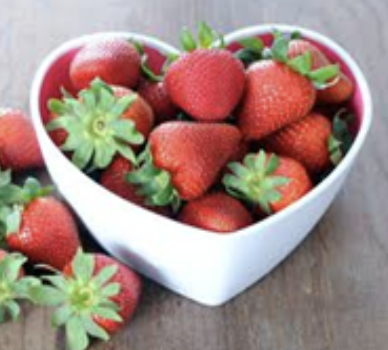 Strawberries In A Heart Bowl